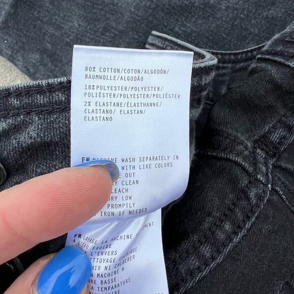 Miss Me Black High Rise Flare Jeans Frayed Hem Button Fly 29x34 - Picture 7 of 7